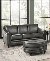 Hydeline Belfast 42" Top Grain Leather Oval Ottoman