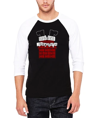 La Pop Art Men's Chimney Santa Raglan Baseball Word T-Shirt