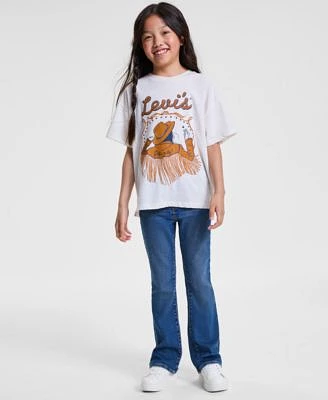Levis Big Girls Cowgirl Oversized Logo Tee 726 High Rise Flared Jeans