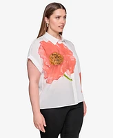 Karl Lagerfeld Paris Plus Placed Floral Blouse