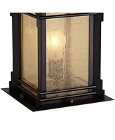 Hickory Point Rustic Farmhouse Outdoor Pier Mount Light Fixtures Set of 2 Walnut Bronze 16 1/2" Frosted Cream Glass for Exterior Barn Deck House