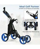 Golf Push Pull Cart with Foot Brake-Blue
