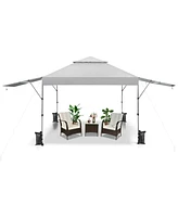 10 x 17.6 Feet Outdoor Instant Pop-up Canopy Tent with Dual Half Awnings-White