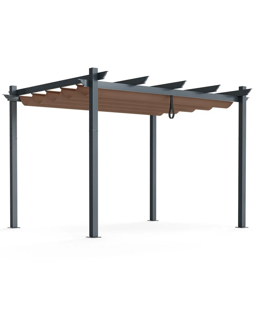 10 x 12 Feet Outdoor Aluminum Retractable Pergola Canopy Shelter Grape Trellis