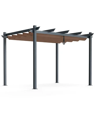 10 x 12 Feet Outdoor Aluminum Retractable Pergola Canopy Shelter Grape Trellis