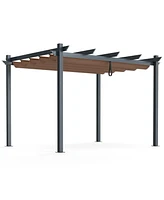 10 x 12 Feet Outdoor Aluminum Retractable Pergola Canopy Shelter Grape Trellis