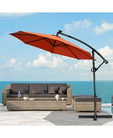 10 Feet 360° Rotation Solar Powered Led Patio Offset Umbrella without Weight Base