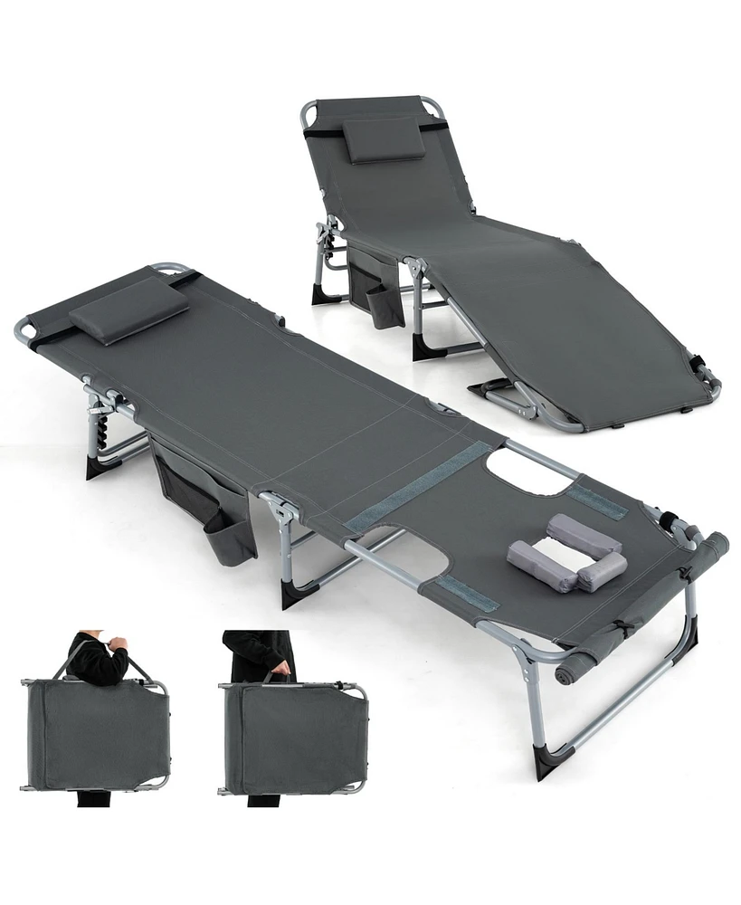 5-position Outdoor Folding Chaise Lounge Chair