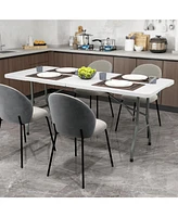 6 ft Portable Folding Table 350 Lbs Fold-in-Half Table with Hdpe Tabletop-White