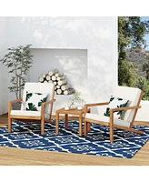 Outdoor Acacia Wood 3 Pc Chat Set