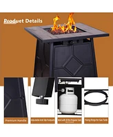28 in. Metal Outdoor Propane Gas Fire Pit Table 40,000 Btu Steel Fire Pit with Steel Lid, Weather Cover, Csa-pproved