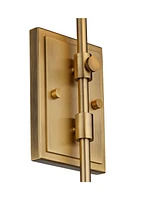 Seline Modern Wall Lamps Set of 2 Warm Gold Metal Plug-In 9" Adjustable Swivel Off-White Linen Drum Shade for Bedroom Living Room Home Hallway Di