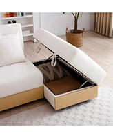 Convertible Sleeper Sofa Bed with Storage & Drop Down Table - Beige