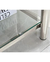 20" Square Glass End Table - Silver