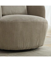 34" Wide Corduroy Swivel Barrel Chair with Pillow - Light Gray