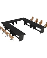 Tribesigns 6FT Conference Table Set of 4, 70.87" W x 31.5" D Rectangular Seminar for Meeting Room, Solid Executive Business Furniture