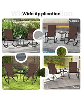 2 Pieces Outdoor Rocking Chairs with Breathable Backrest