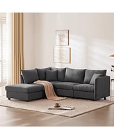 Modern Modular Sectional Sofa w/ Ottoman & Pillows