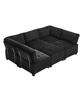 U-Shaped Modular Sectional Sofa with Reversible Chaise