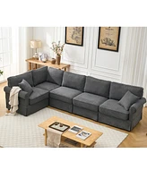 Dark Gray Modular Sectional Sofa Set - Convertible L-Shape Couch