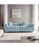 Premium Velvet Sofa 3-Seater Loveseat with Metal Legs