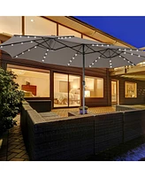 15 Feet Double-Sided Patio Umbrella with 48 Led Lights