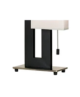 Floating Square 20 1/2" High Small Modern Accent Table Lamps Set of 2 Pull Chain Black Finish White Shade Living Room Bedroom Bedside Nightstand