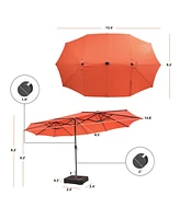 15 Feet Double-Sided Patio Umbrella with 48 Led Lights