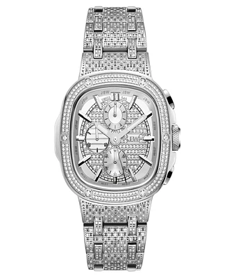 Jbw Men's Heist Platinum Series Diamond Silver-Tone Stainless Steel Watch, 47.5mm