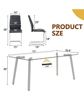 71" Rectangular Glass Table & Pu Chairs