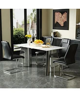 Cold Jade Dining Set: 63" Table & 4 Black Pu Chairs