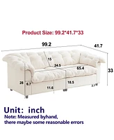 Chenille Deep Seat Sofa - Fluffy Cloud Comfort - Beige