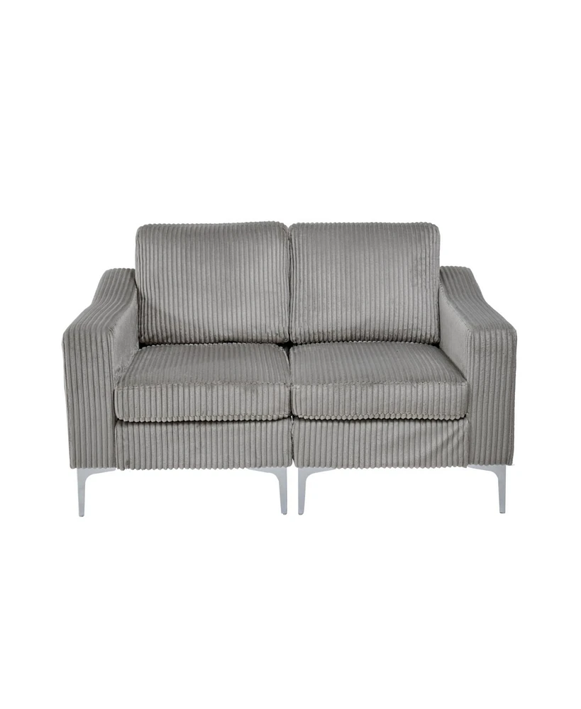Modular Sectional Two-Seater Sofa , Corduroy Sectional Couch,Gray
