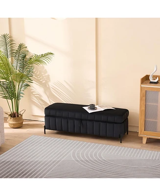 Black Velvet Storage Bench 49" - Living Room/Entryway
