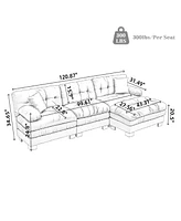 L-Shaped Sectional Sofa Sleeper Couch - Khaki
