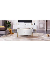 Modern Round Coffee Table with 2 large Drawers Storage Accent Table(31.5")