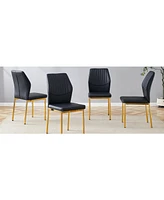Black Pu Dining Chairs - Gold Legs, Set of 6