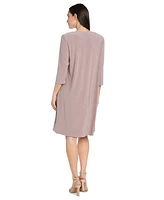 R & M Richards Women's Open-Front Jacket and Necklace Dress Set