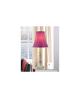 Bohemian Traditional Chic Style Accent Table Lamps 21" High Set of 2 Multi Colored Stacked Glass Deep Pink Bell Shade Decor for Kids Girls Room B