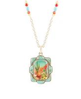 Barse Scenic Sedona Desert Blue Turquoise Golden Pendant Necklace