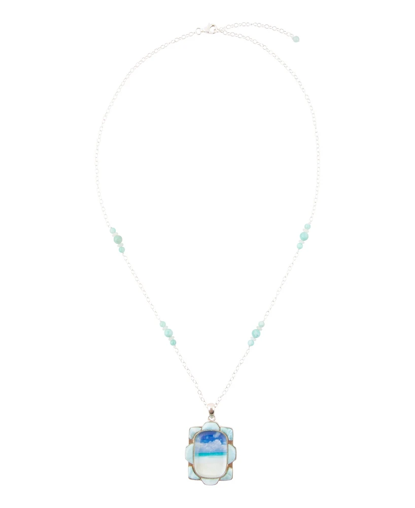 Barse Scenic Beach Blue Larimar and Sterling Silver Pendant Necklace