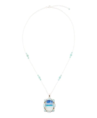 Barse Scenic Beach Blue Larimar and Sterling Silver Pendant Necklace