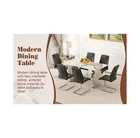 Pandora Sintered Stone Dining Set - Table & 6 Black Chairs