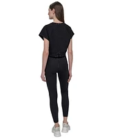 Dkny Women's Mini Stud Logo Short Sleeve Cropped Top