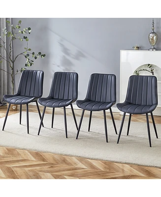 Ergonomic Black Dining Chairs - Set of 4, Metal Legs