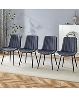Ergonomic Black Dining Chairs - Set of 4, Metal Legs