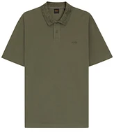 Boss by Hugo Men's Patterned Collar Cotton-Pique Polo Shirt
