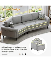 111" Curved Sofa with Pillows