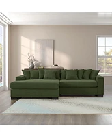 Corduroy Green Sectional Sofa with Storage Chaise