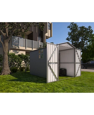 Motorcycle Outdoor Storage Shed With Window, Grey